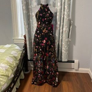 NWT Betsy Johnson embroidered dress sz 2, 56” length